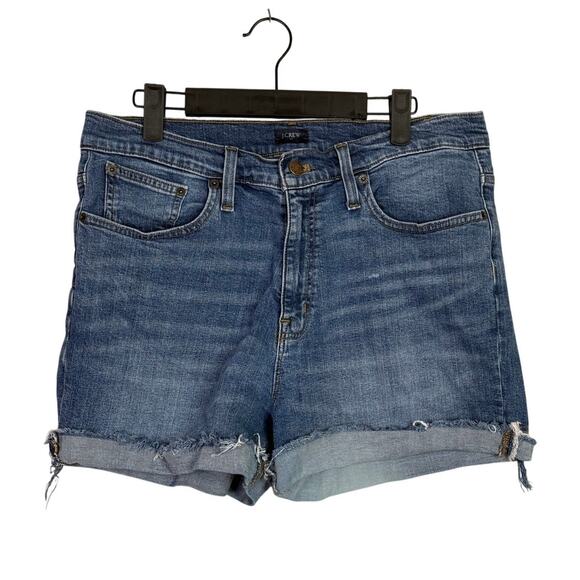 J. Crew High Waisted Cotton Distressed Raw Hem Cut Off Denim Shorts 30 Blue - Picture 12 of 15